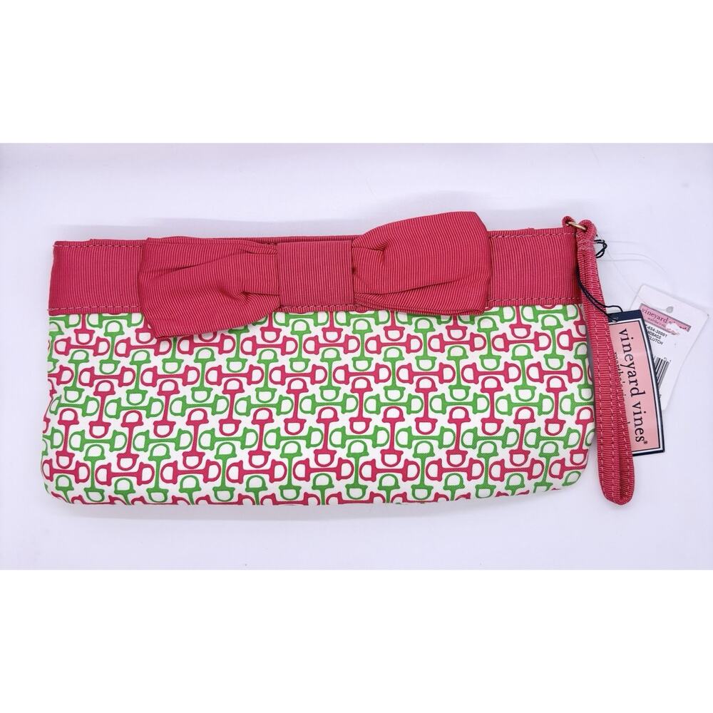 Vineyard Vines Tiny Bits Clutch Bag Pink Tulip NEW Horses Bow Purse Womens see